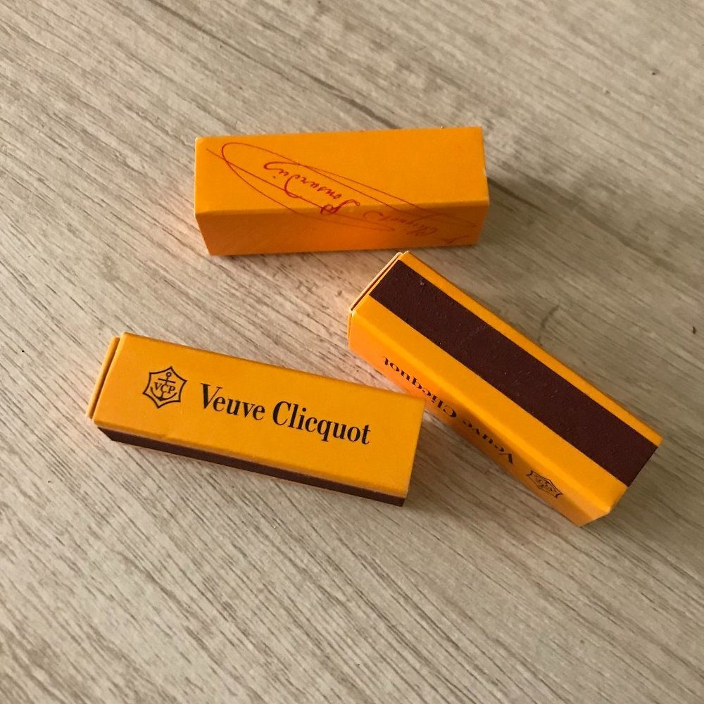 SET 3 COLLECTIBLE VEUVE CLICQUOT MATCH STICK YELLOW BOXES